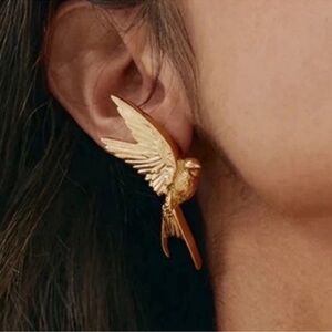 Gold Sparrow Bird Earrings